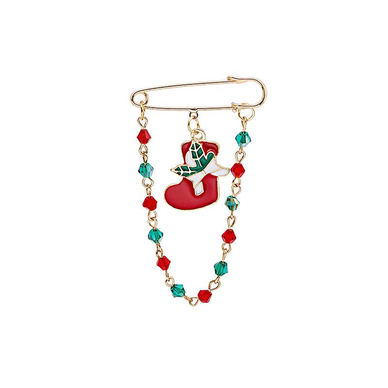 Cartoon New Christmas Brooch Retro Metal Tassel Dripping Oil Christmas Wreath Old Man Brooch Pin Batch