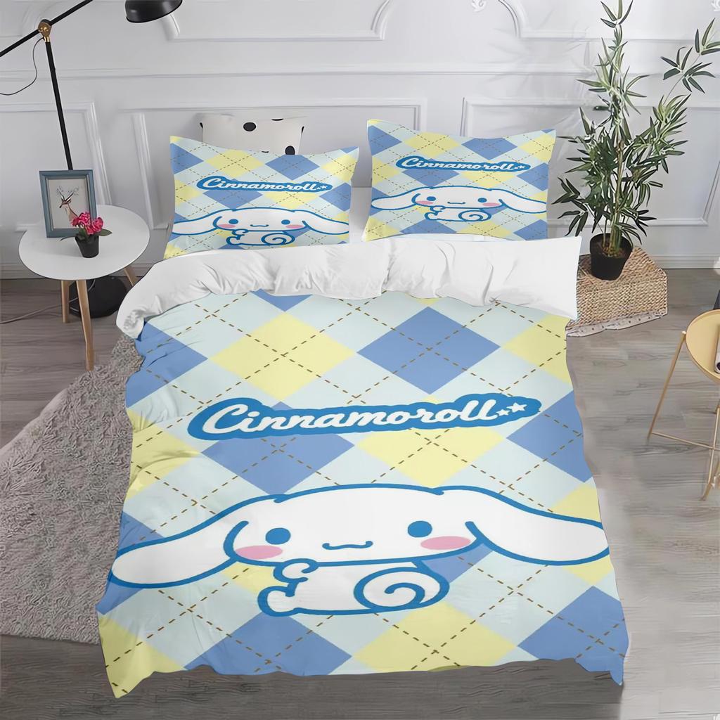 Cinnamoroll Kawaii Bedding Sets Cute Comforter Cover Bed Cover Duvet Cover Pillow Case 2-3 Pieces Sets Kids Adult Size