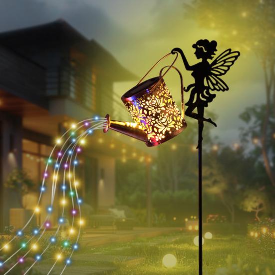 Solar Watering Can Lights, Waterproof Fairy Garden Projection Light Yard Patio Lawn Pathway Decor for Garden Lovers