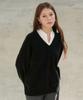 VLETI [Cotton 100%] Loose-Fit Raglan V-Neck Knit (Black)
