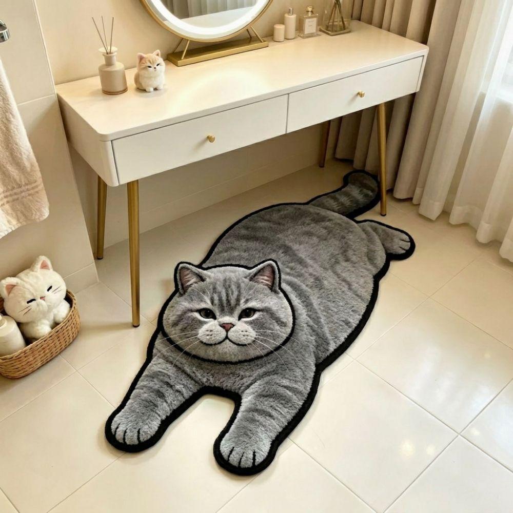 2D Home Decor Carpet Anti-fouling Cartoon Carpet Soft Cat-Shaped Area Rug  Living Rooms
