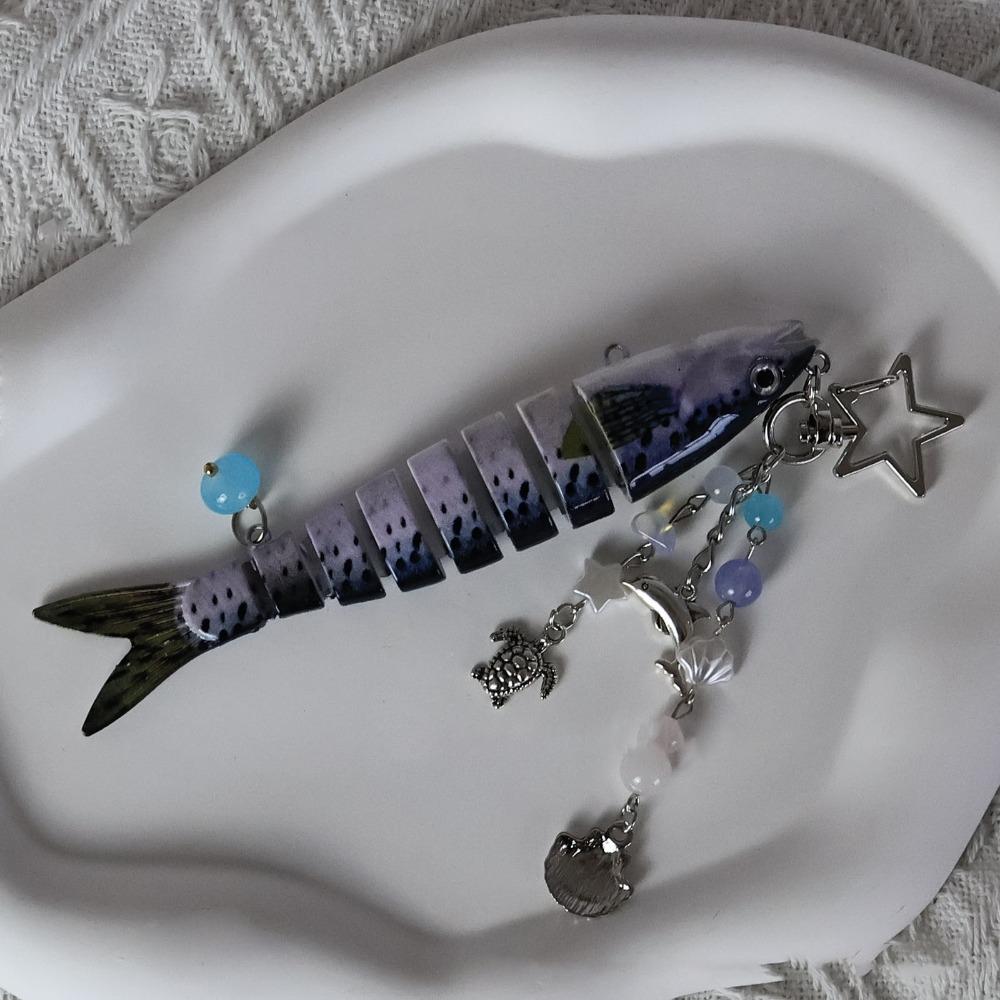 Multi Jointed Fish Hook Key Chain Simulation Backpack Pendant Creative Keychain Pendant  Gifts