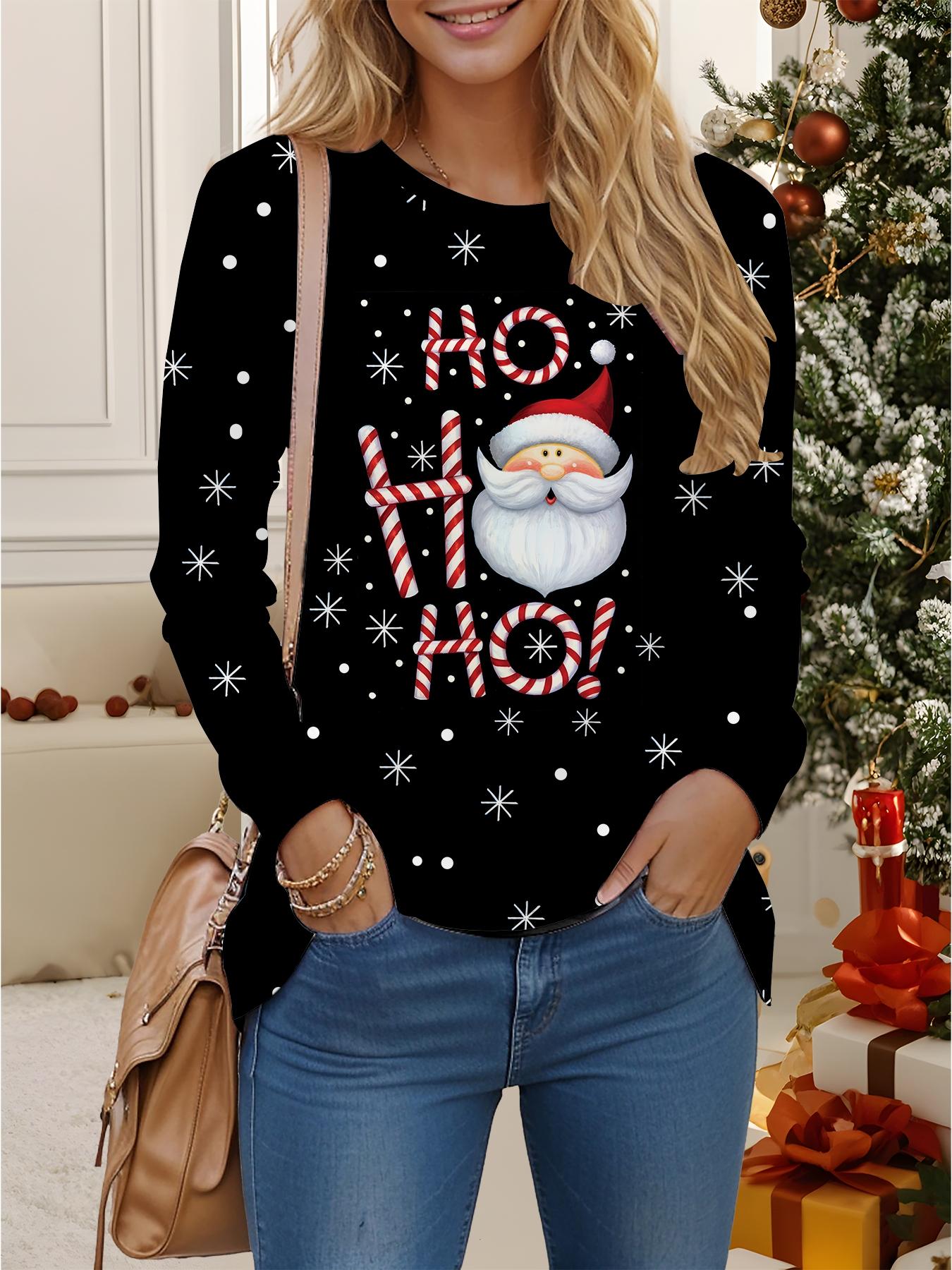 

Топы для женщин 3D Рождественский принт Круглый вырез Длинный рукав Футболка Осень Повседневный Облегающий Пуловер Женский Топ с длинным рукавом XXL серый