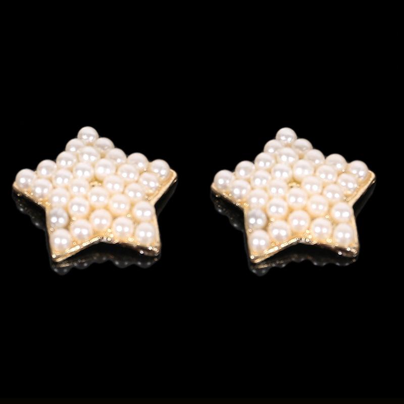 Engood 50Pcs Five-pointed Star Rhinestone Pearl Alloy Buttons Sewing Trim & Embellishments Craft DIY Hair Accessories Buckles