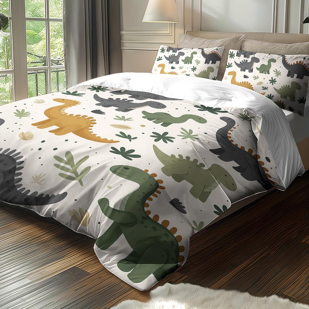 Three-Piece Quilt Cover Size Cartoon Dinosaur Children'S Bedding 3-Piece Set Home Textile