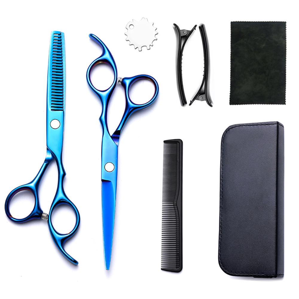 Hairdressing Scissors Set: Colored Straight-Tooth & Thinning Bangs Scissors for Professional Stylists