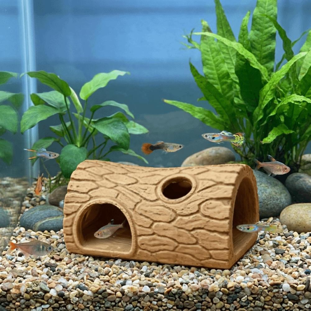 Tree Hole Shape Fish Hollow Shelter Plastic Reptile Shelter Reptile Hideout Cave Reptile Habitat