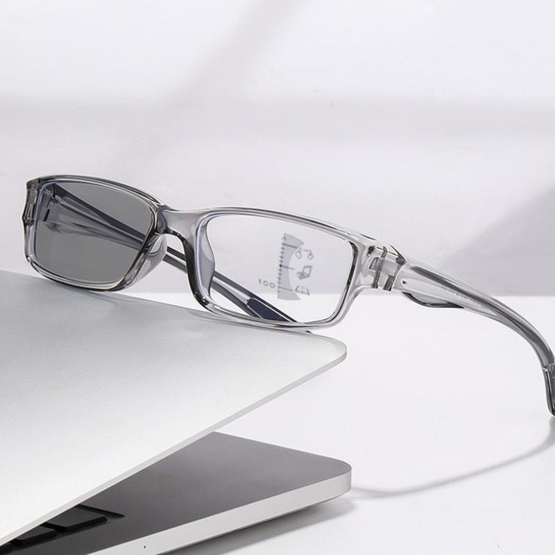 Fashion Ultra Light Photochromic Multifocal Presbyopia Glasses Sports Outdoor Versatile Anti Blue Light Glasses Diopter To +4.0
