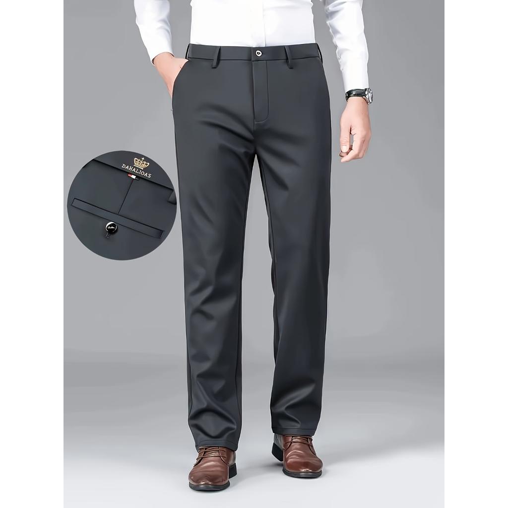 Herren Leichte Business Casual Hose - Mittelhohe Taille Einfarbig Bürohose, Knopfverschluss, Vielseitige Professionelle Kleidung, Minimalistisches Design