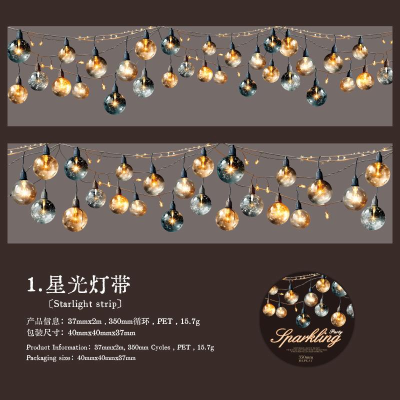 

Mr. Paper, 200cm/roll, Lighting Theme PET Hot Stamping Tape, Handmade DIY Scrapbook Border Decoration Material Sticker Tape