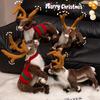 35/42cm Simulation Christmas Elk Plush Doll Pillow Cartoon Red Cape Reindeer Animal Stuffed Toy Home Decor Gift For Children