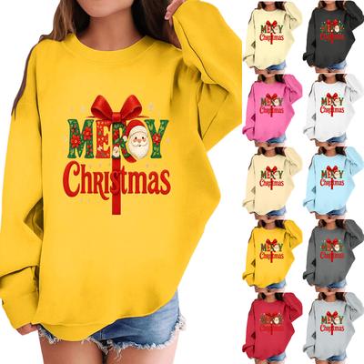Children's Fashionable Casual Long-sleeved Loose Christmas Print Pullover Sweatshirt