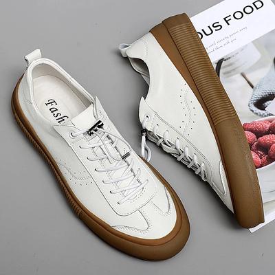 Genuine Leather Men Casual Shoes Fashion White Skateboard Shoes Luxury Brand Outdoor Flat Breathable Loafers Mocassins Men Shoes