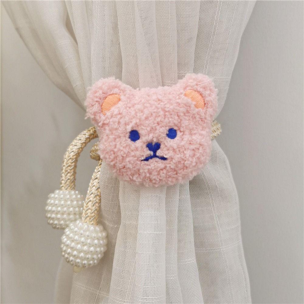 2Pcs Cute Window Curtain Buckles Ins Bear Curtain Tieback Cartoon Bear Curtain  Curtain Decor