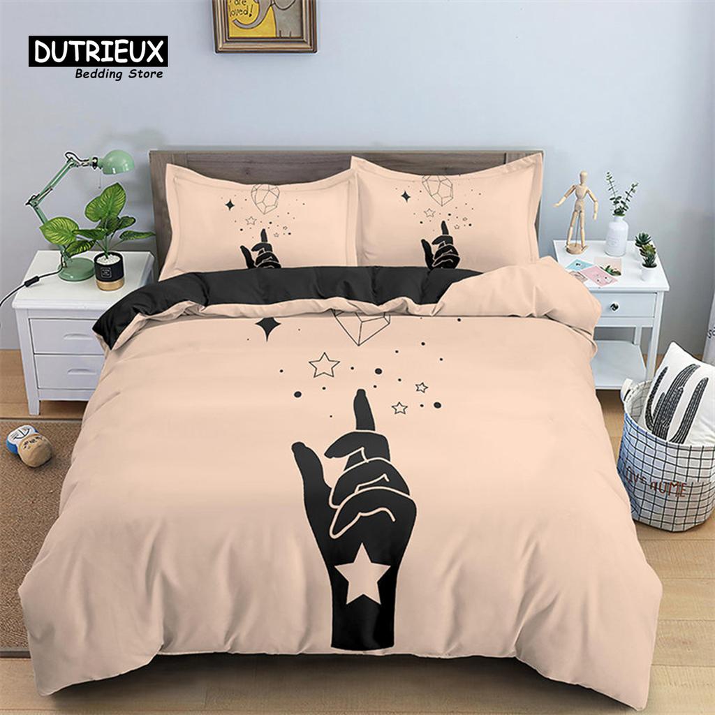Sun And Moon Duvet Cover Mystical Hamsa Hand Bedding Set Microfiber Divination Eyes Comforter Cover King For Kids Adult Bedroom