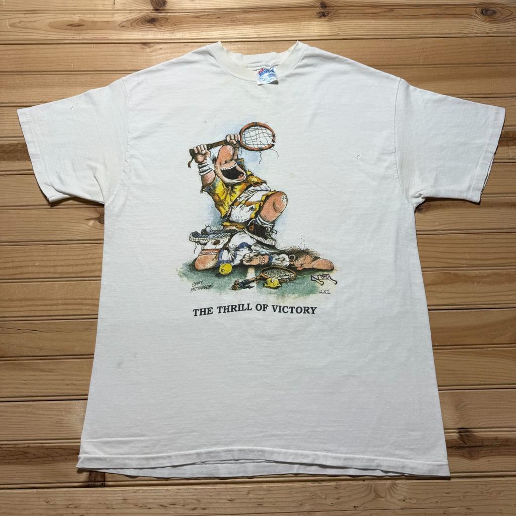 Vintage 90s The Thrill of Victory Gary Patterson Tennis Funny T-Shirt - Large Unisex T-Shirt
