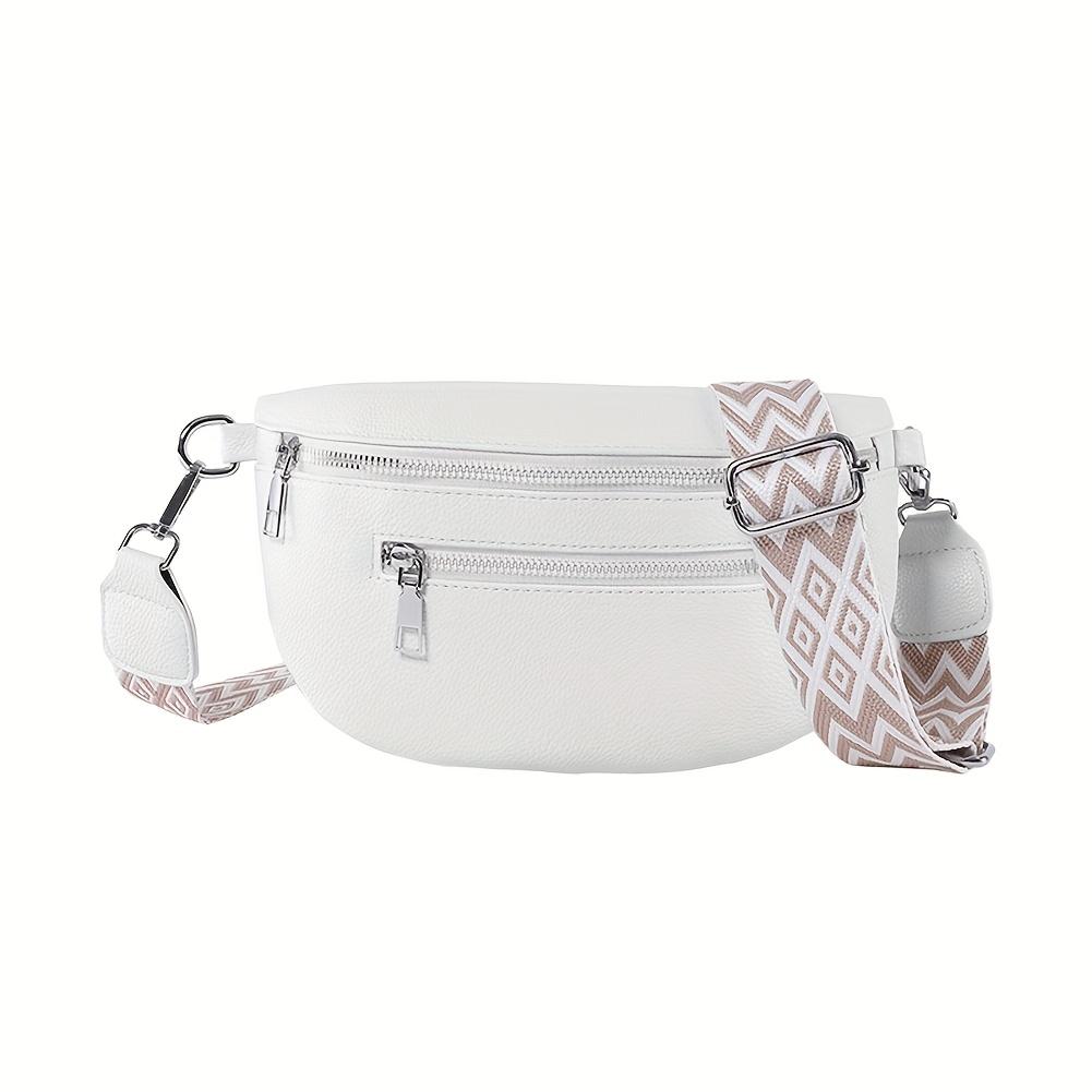 Women Retro Belt Bag Casual Bum Bag with Multi Pockets Polyester Lining Zipper Closure Solid Color Chest Bags for Travel Outdoor