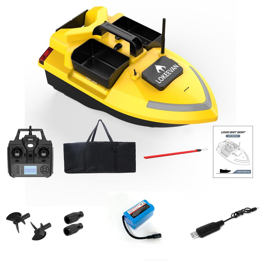 GPS Fishing Bait Boat Lokeevan V020 12000mAh Battery Dual Motor 3 Container 2KG Load 500M Remote Control