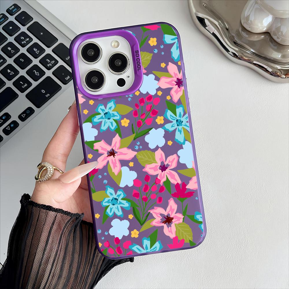 Garden Flowers Pattern Phone Phone Case For iPhone 17 16 15 14 13 12 11 Pro Max 16e 17e Plus Bumper Shockproof Hard Coque Cover