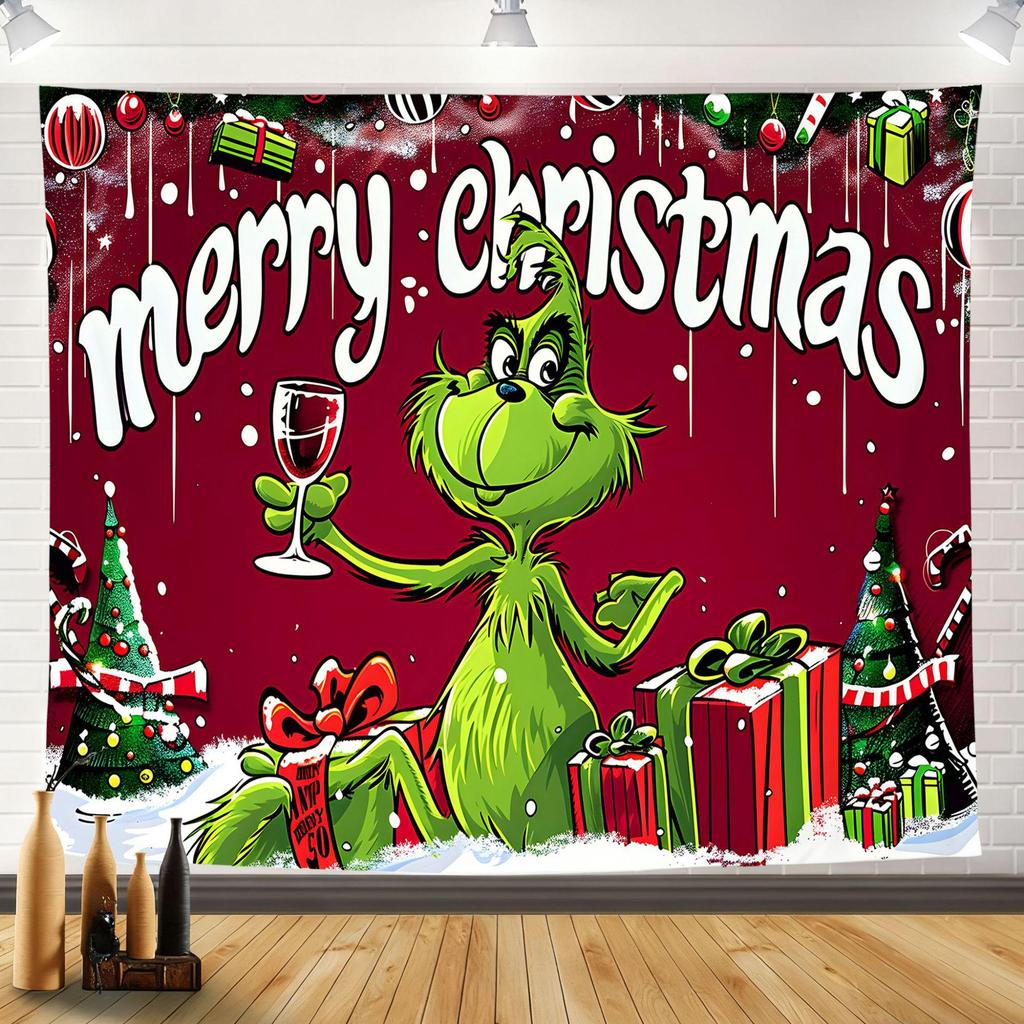 2025 Merry Christmas Tapestry: Festive Holiday Background Wall Hanging for Party Decoration