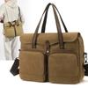 Commuter Handbag Multi-Pocket Men's Bag Large Capacity Crossbody Briefcase Solid Color Canvas Shoulder Bag