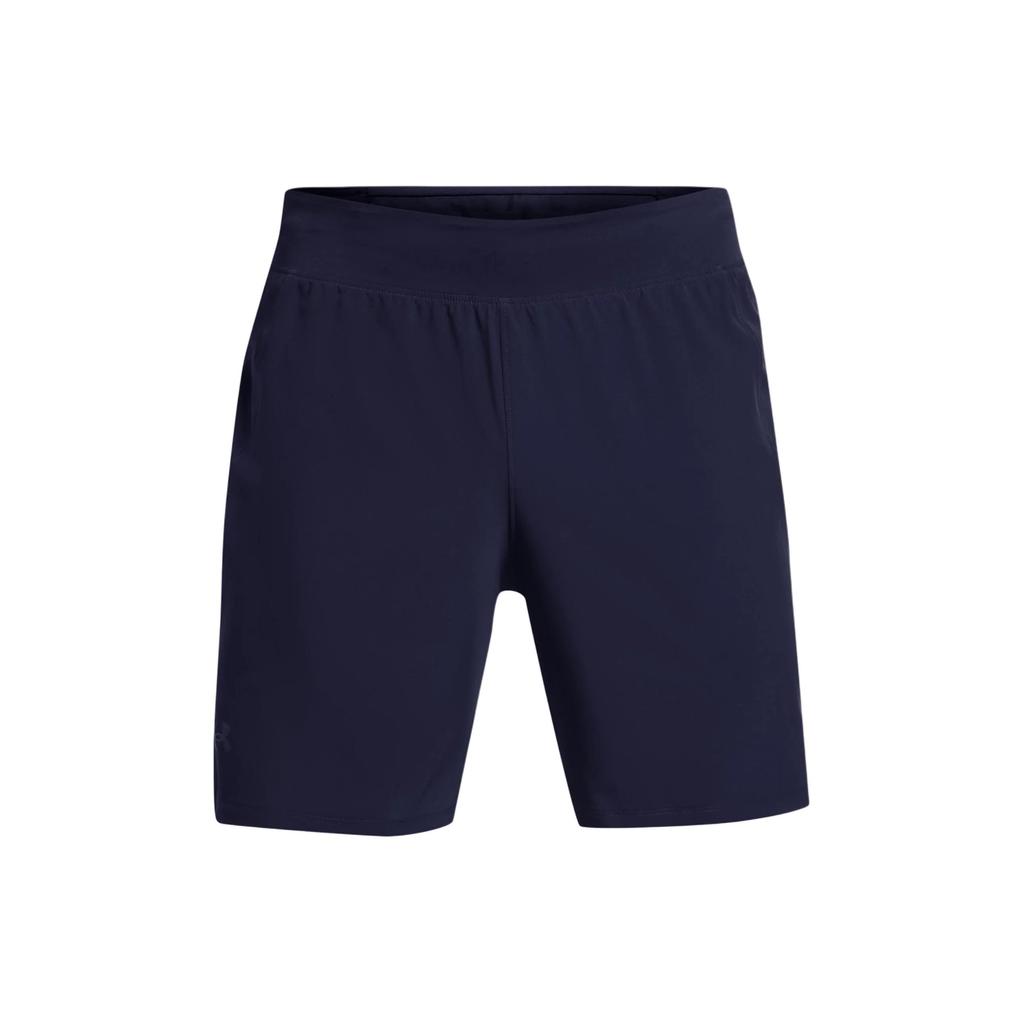 Under Armour Mid-Rise Drawstring Casual Shorts With Logo Print Men Bottoms Navy-Blue 1376508-410