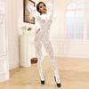 Lace Jumpsuit Hollow Mesh Fishnet Round Neck Sleeveless Seductive Backless Costume Jacquard