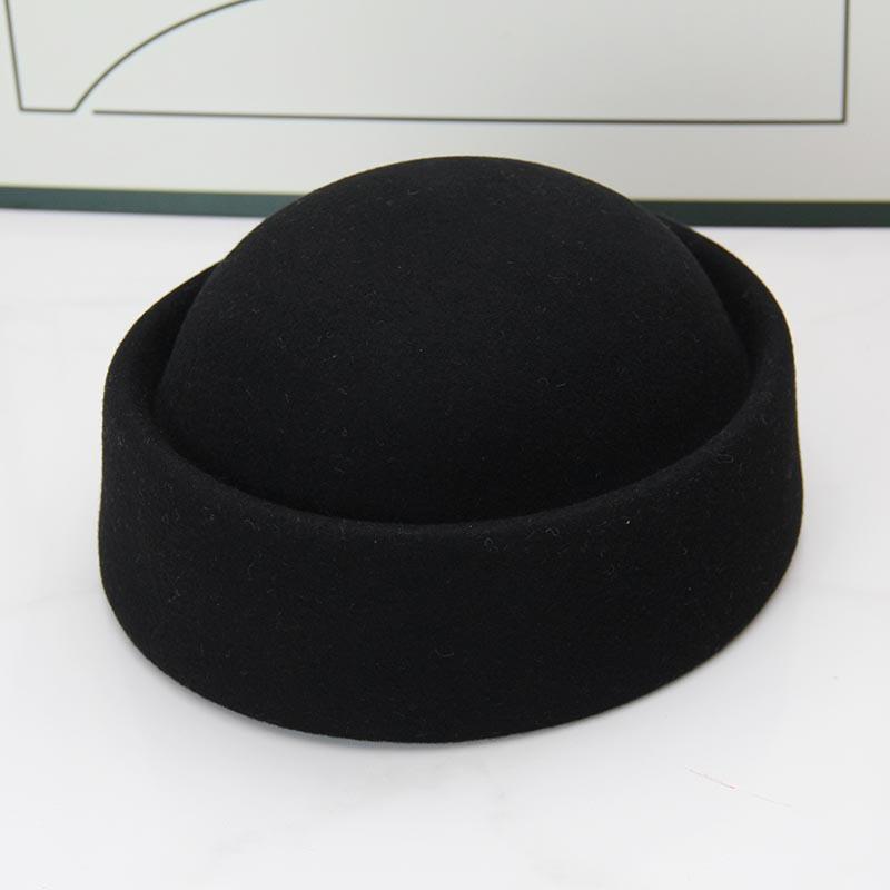Niche alta gamma senso scatola medicina cappello autunno nuovo retrò britannico berretto pura lana cappello a cilindro moda cappello hostess