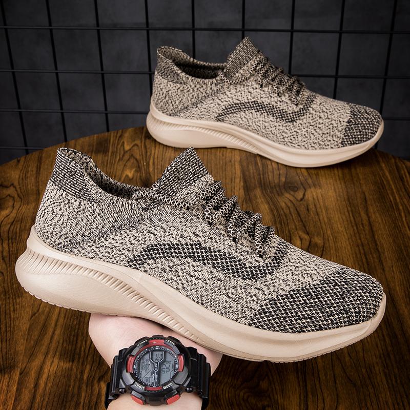 Fashion Mens Non Slip Casual Sneakers Breathable Outdoor Jogging Training Hiking Sports Running Outdoor Women Weave Knit Lace Up Shoes