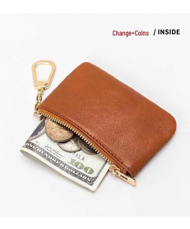 Damen Geldbörse & Schlüsselanhänger aus echtem Leder mit dekorativem Anhänger - Trendiger kleiner Kartenhalter