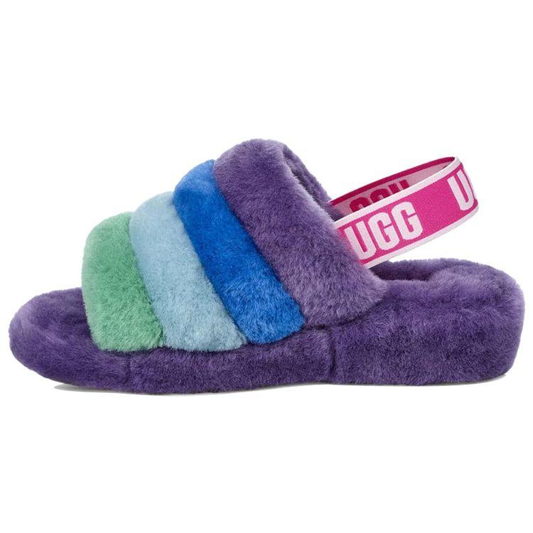 UGG Fluff Yeah Slide Sheepskin Fashion Sandals Rainbow Women sandals 1097169-PRPR 37