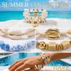Bohemian Multilayer Shell Starfish Bracelets for Women Summer Beach Elastic Beaded Anklet Bracelet Set Vacation Jewelry Gift