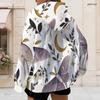 Women Plus Size Zip Up Long Sleeve Hoodie White Raven Rose Key Print Drawstring Hood With Pockets