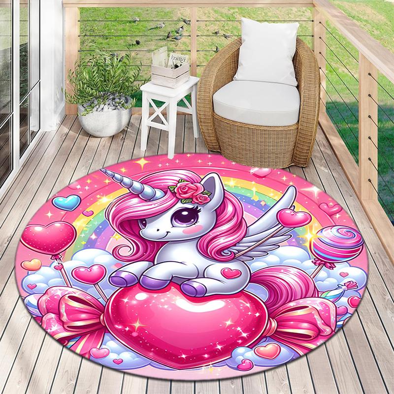 1PC cute cartoon unicorn Pattern printed Carpet Rug for Living Room Bedroom Home Sofa Decoration,Non-slip Floor Mat Floor mat