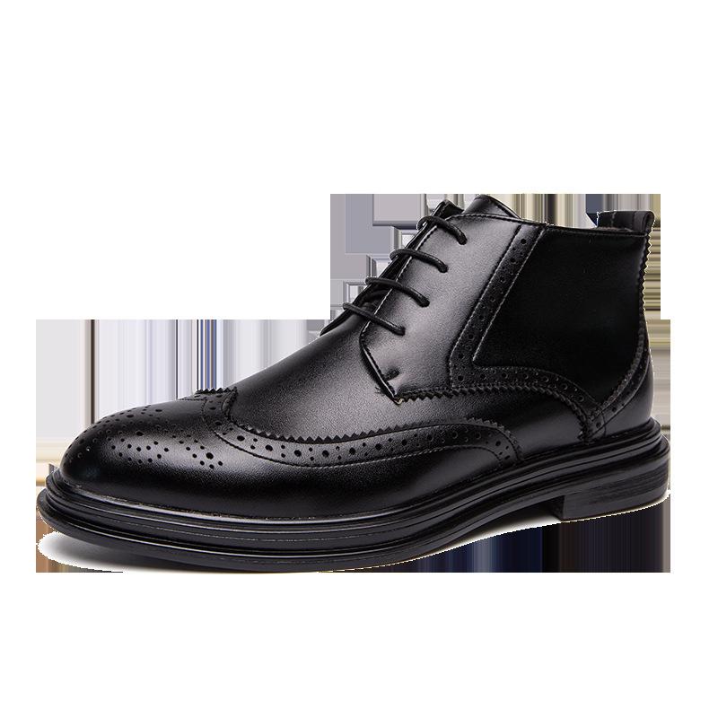 Men's High-Top Formal Brogue Boots - Autumn/Winter British & Korean Style