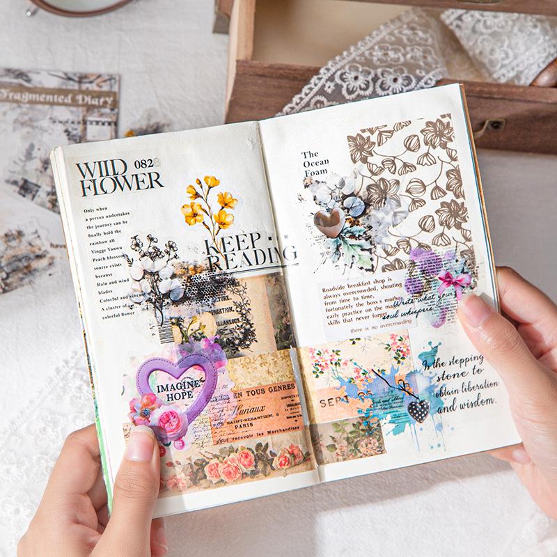 Retro Collage PET Sticker Pack - Fragmented Diary Series for Planners & DIY