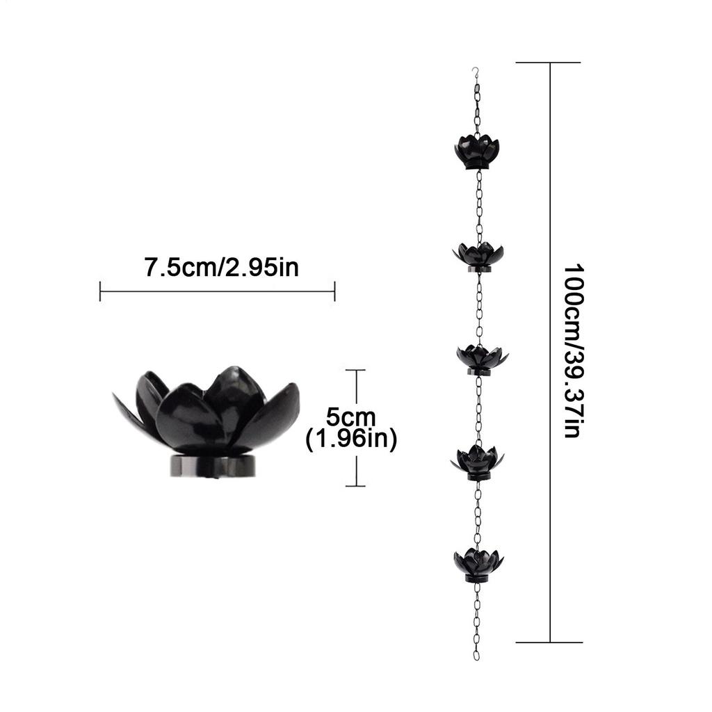 Outdoor Iron Lotus Rain Chains Decorative Flower Shape Gutter Chain Downspout For Home Exterior Garden Yard Landscape