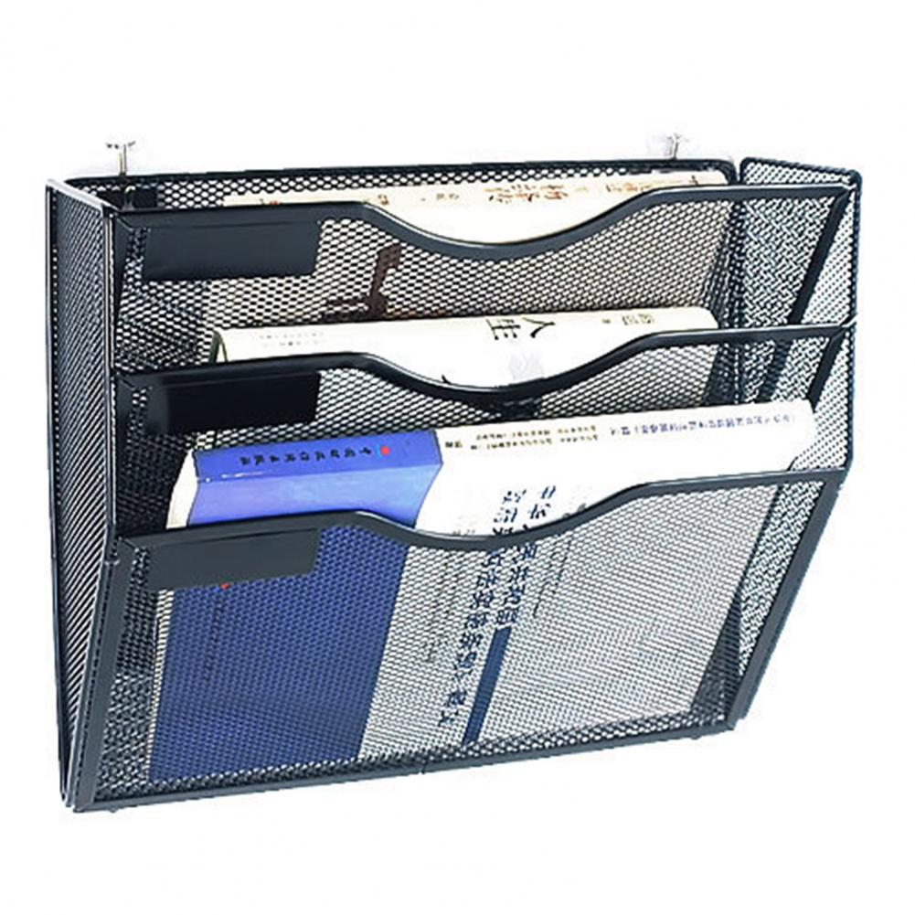Wall File Organizer 3 Tier Wall Mounted File Holder Capacity Document Organizer With Strong Load-bearing For Office Home Storage чёрный