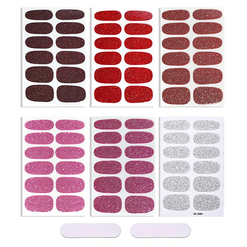 Gradient-Stil Nagellack-Aufkleber Set Selbstklebend Wasserdicht Glitzer Falsche Nagel-Aufkleber