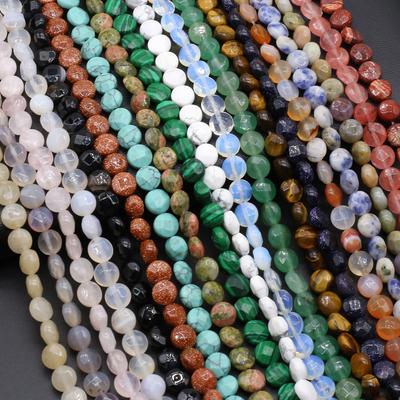 Natursteinperlen Türkis/Sodalith Runde facettierte Perlen für die Schmuckherstellung DIY Halskette Armband Ohrringe Zubehör