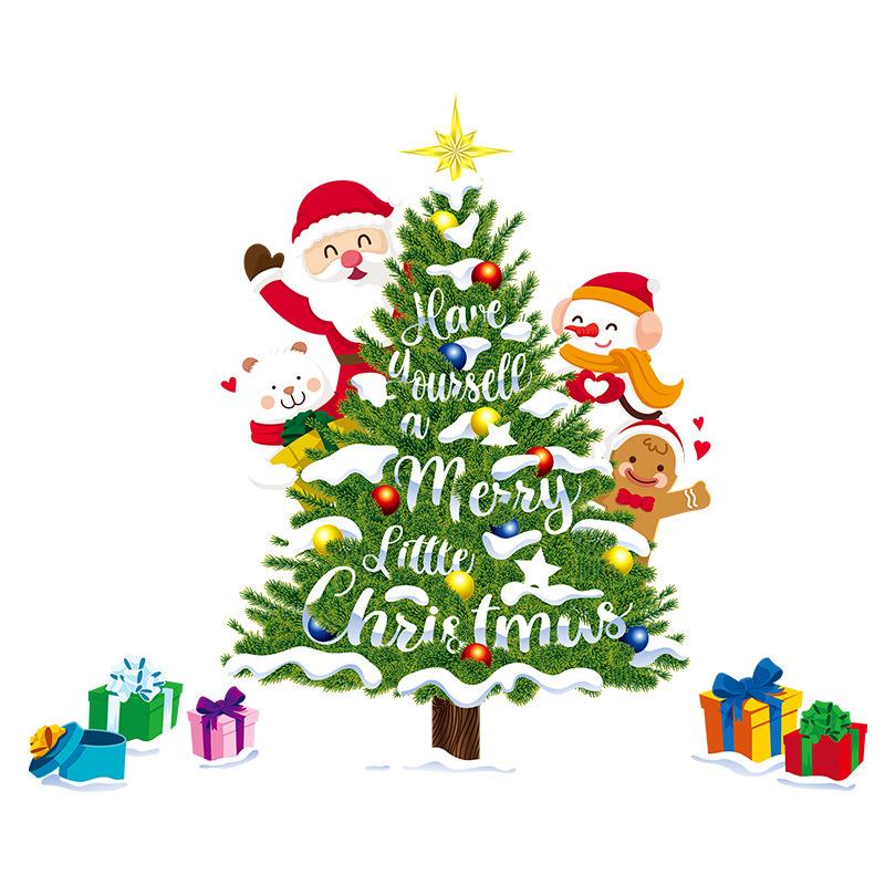 2025 Christmas Window Decoration Electrostatic Sticker Christmas Tree Santa Claus Snowflake Pattern Deca Gift Wall Sticker