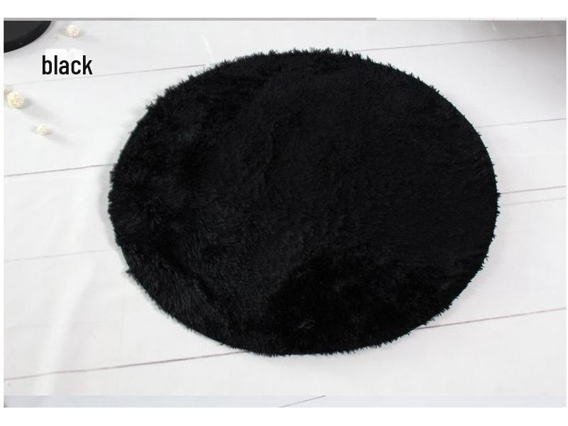 

Nordic однотонный круглый шелковый шерстяной плюшевый ковер для спальни и дома 40*40cm чёрный