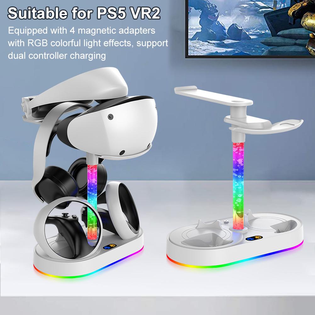 Charging Dock for Play Station5 Controller Charger Station with RGB Light Dual USB Port 4 Magnetic Adapter Charging Storage Dock