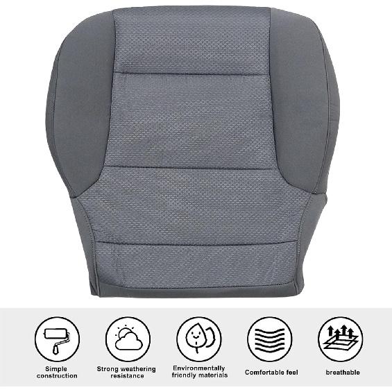 SecosAutoparts Driver or Passenger Side Bottom Replacement Cloth Seat Cover Gray #H2T or 4DP Compatible with Chevy Silverado GMC Sierra 1500 2500HD