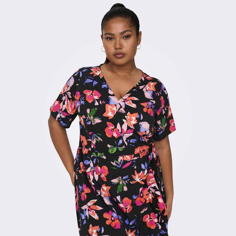 Kurzes Wickelkleid mit Rüschen und Gürtel NUR für Damen CARMAKOMA