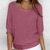 2026 Women's Solid Color Round Neck Knitwear Three-Quarter Sleeve Top
