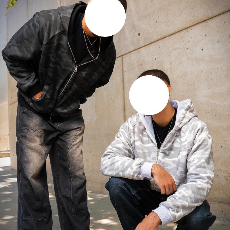 Evropská a americká podzimní a zimní retro personalizovaná módní volná maskáčová mikina s kapucí pro muže a ženy