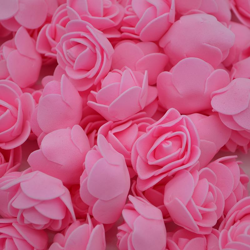 50Pcs/lot 3.5cm PE Foam Rose Head Artificial Rose Flowers Home Garden Decorative Wreath Supplies Wedding Event Party Decoration