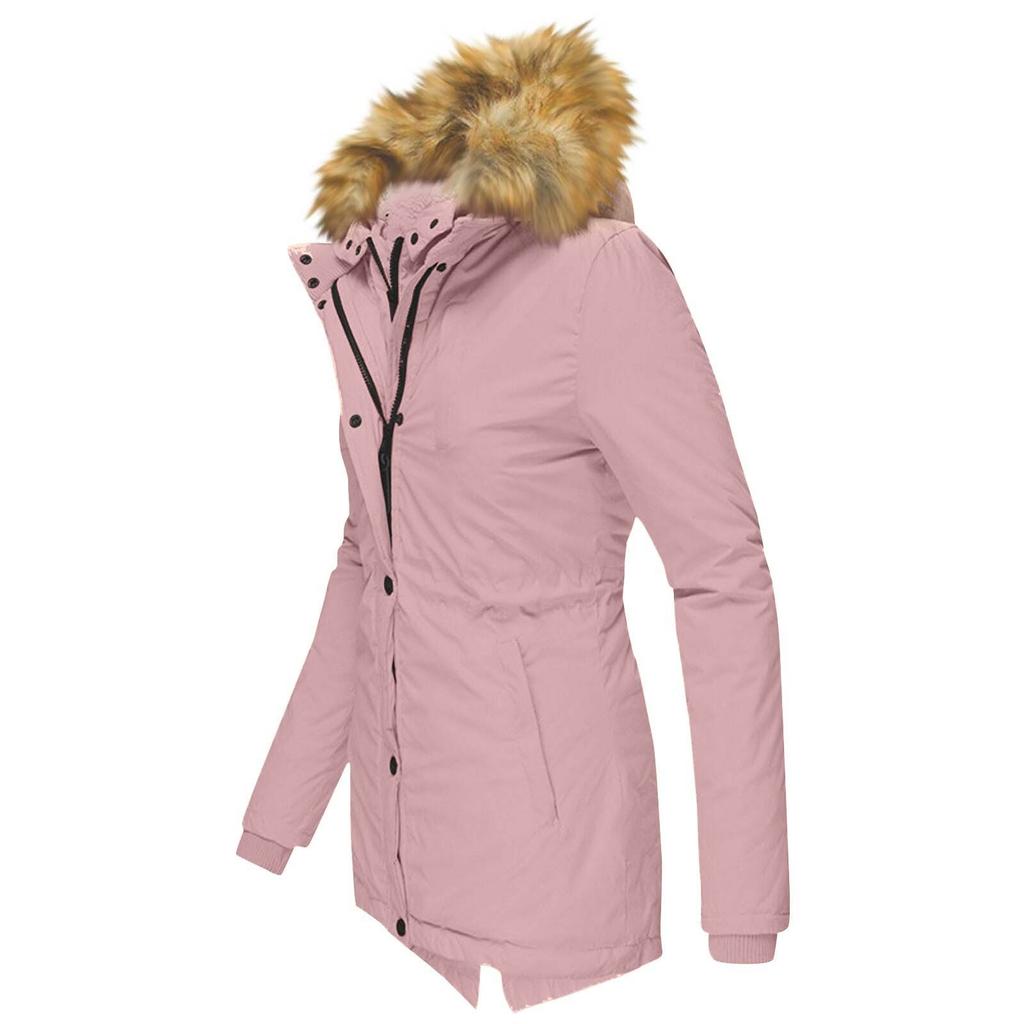 Women's Winter Warm Collar Zipper Long-sleeved Slim Cotton-padded Coat Coat Hooded Coat