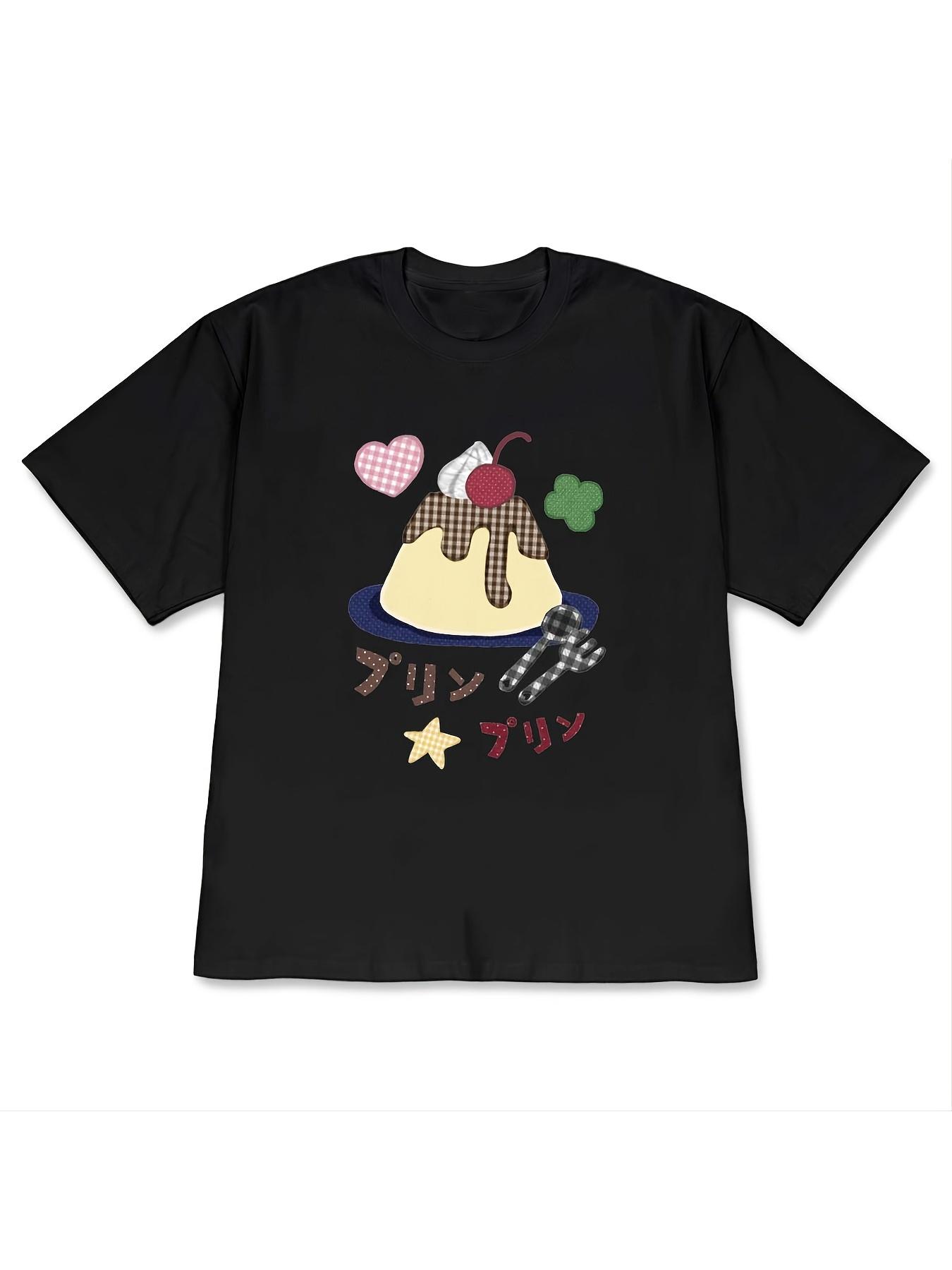 

Cute Japanese Pudding Purin Graphic T Shirt WOMEN Unisex Summer Short Sleeve Kawaii Harajuku Casual Tee Tops Fashion Tshirt 4XL